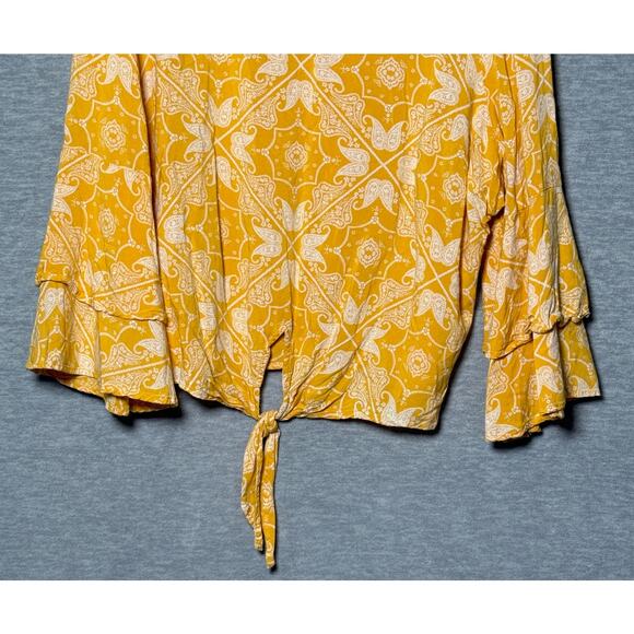 Yellow Patterned Women's Blouse - Picture 3 of 5